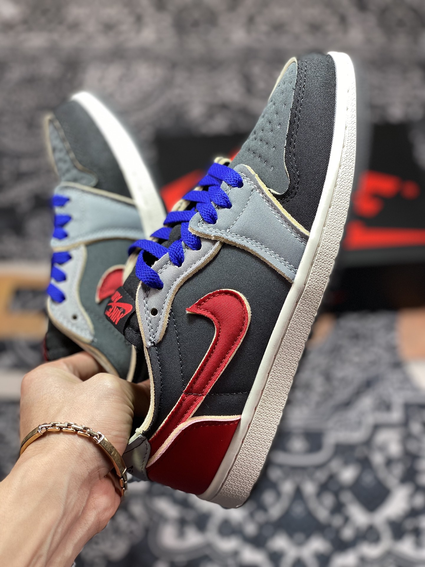 Air Jordan 1 Low black gray red AJ1 low-top casual sneakers DV0982-006