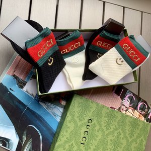 Gucci Sock- Mid Tube Socks Black White Cotton Summer Collection Fashion