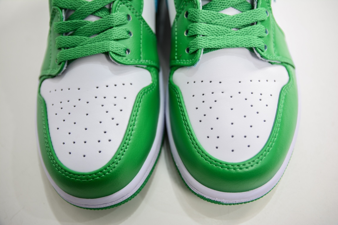 Original Air Jordan 1 Low white, green and blue AJ1 low-top casual sneakers DC0774-304