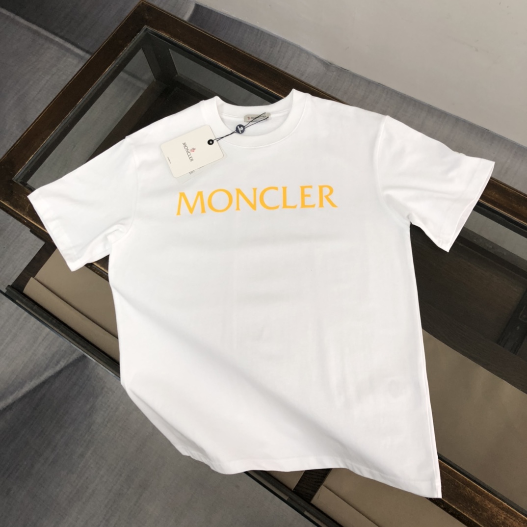 Moncler Clothing T-Shirt Black White Men Cotton Summer Collection Fashion Short Sleeve
