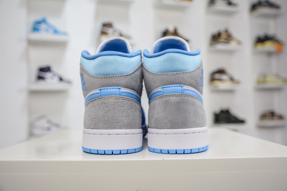 260 纯原Air Jordan 1 Mid 灰白蓝 市面最工高艺 DX9276-100