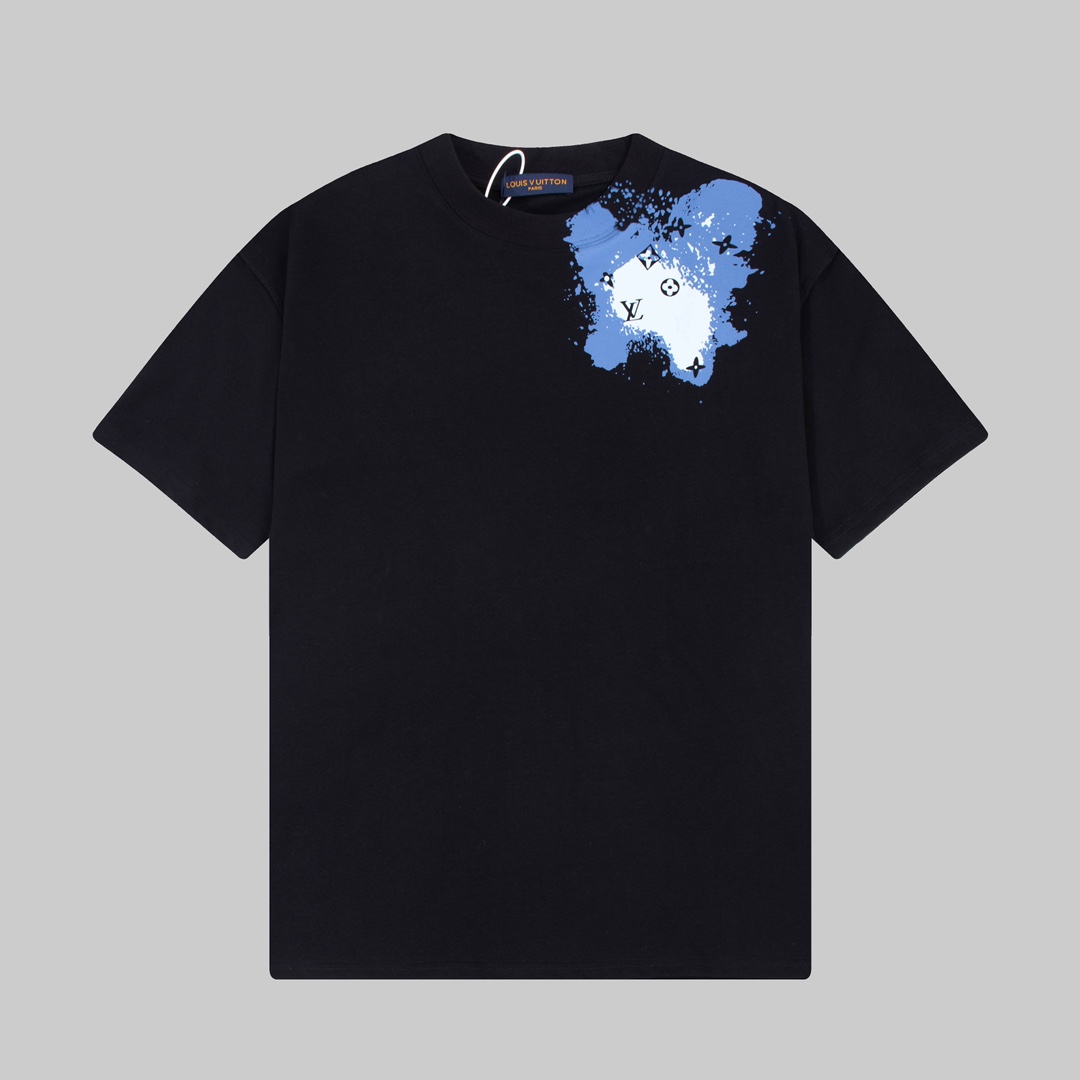 P75 Camiseta de manga corta con estampado de cielo estrellado LOUIS VUITTON. Tejido personalizado teñido en tina de 240…