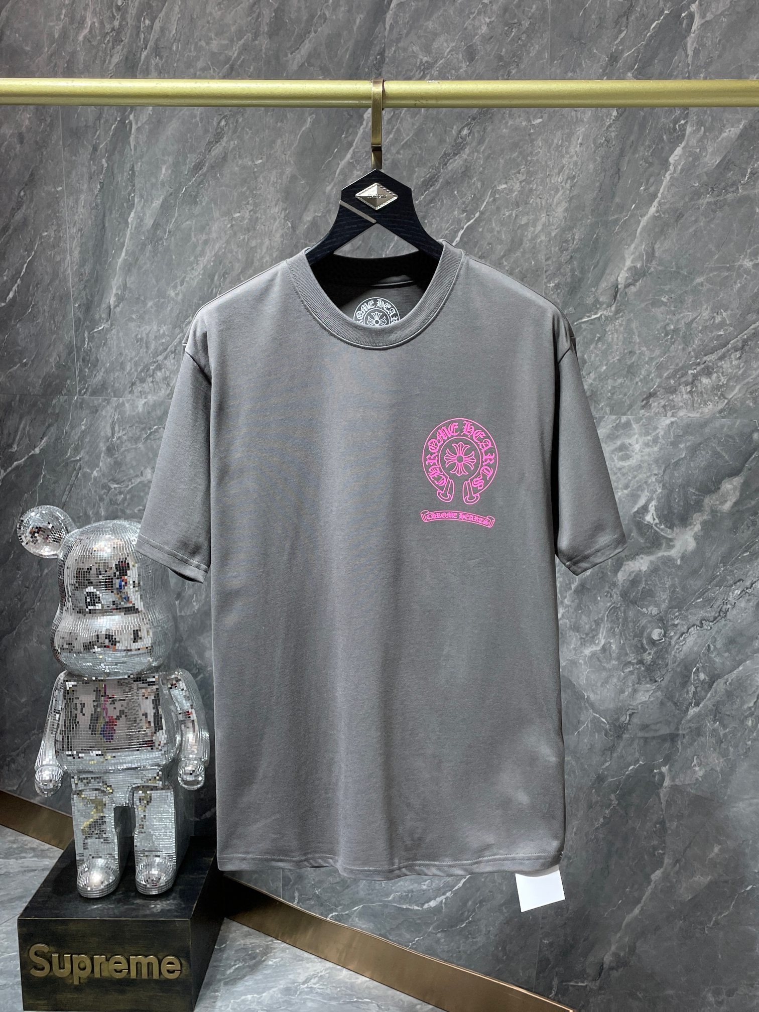 Chrome Hearts Online
 Clothing T-Shirt Grey Summer Collection Short Sleeve