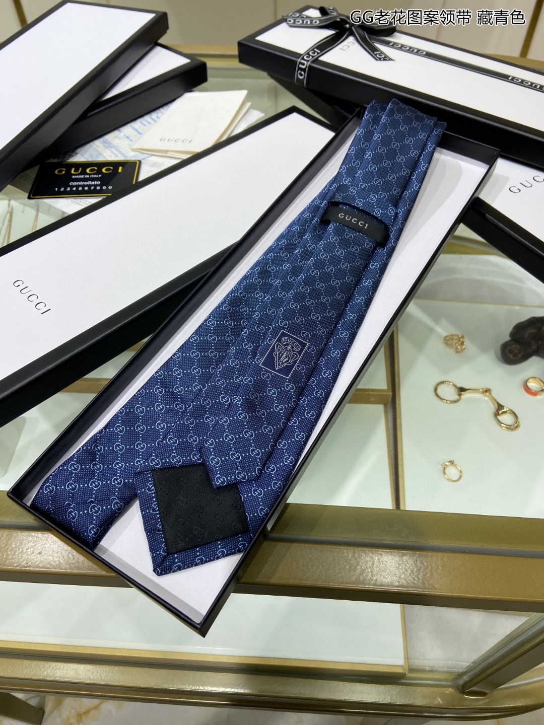 G家专柜新款GG老花图案领带男士领带