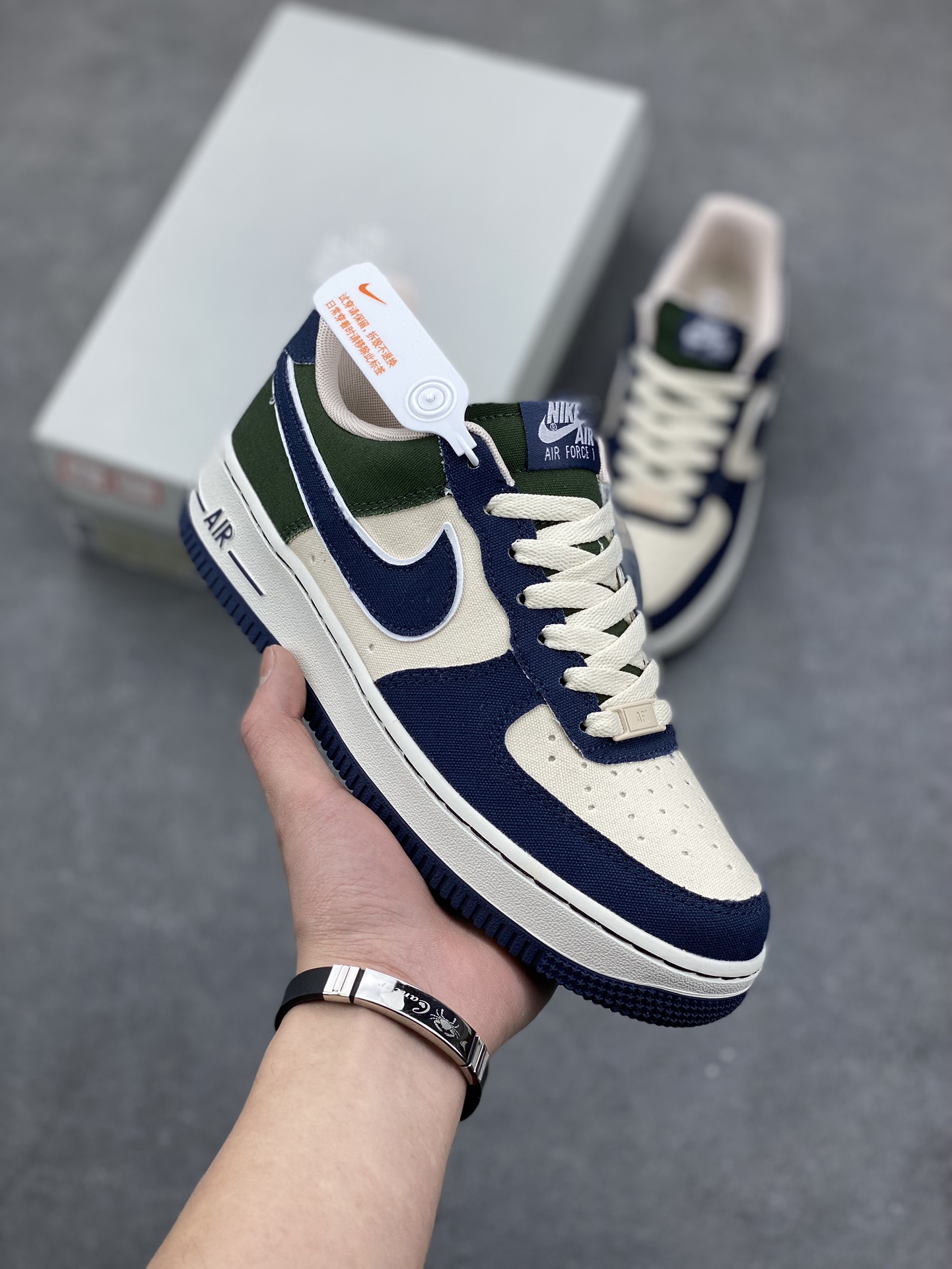 Nike Air Force 1 '07 Low-Top Sneakers - Navy, Green, and Beige Limited Edition 2 i1676571201 5903 0