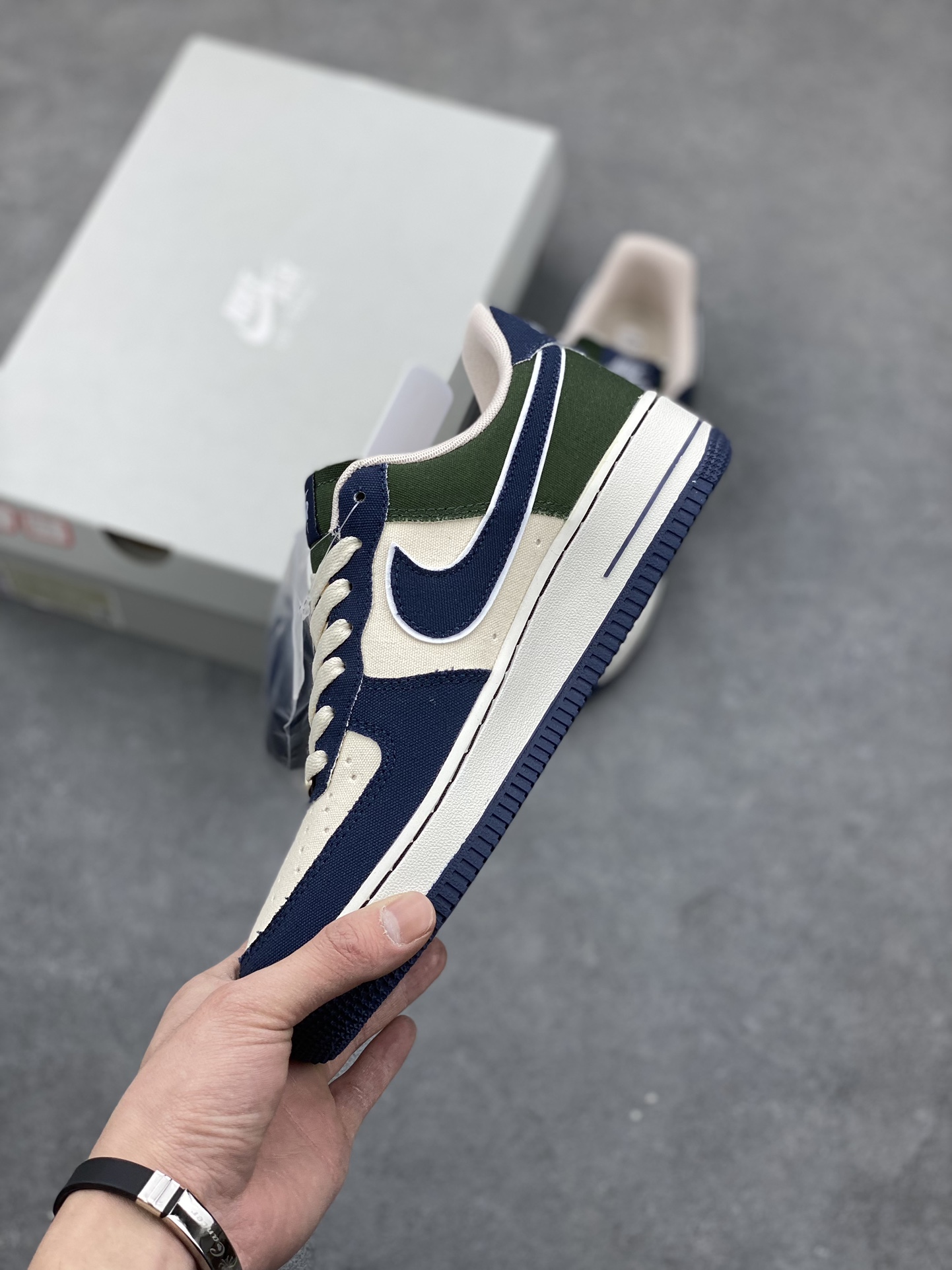 Nike Air Force 1 '07 Low-Top Sneakers - Navy, Green, and Beige Limited Edition 4 i1676571201 7926 2