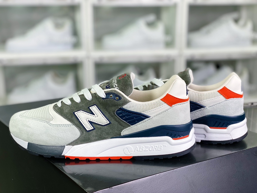 NBNew Balance M998 Made in USA high-end American pedigree jogging shoes ”Light Gray Dark Gray Blue Orange” CREA