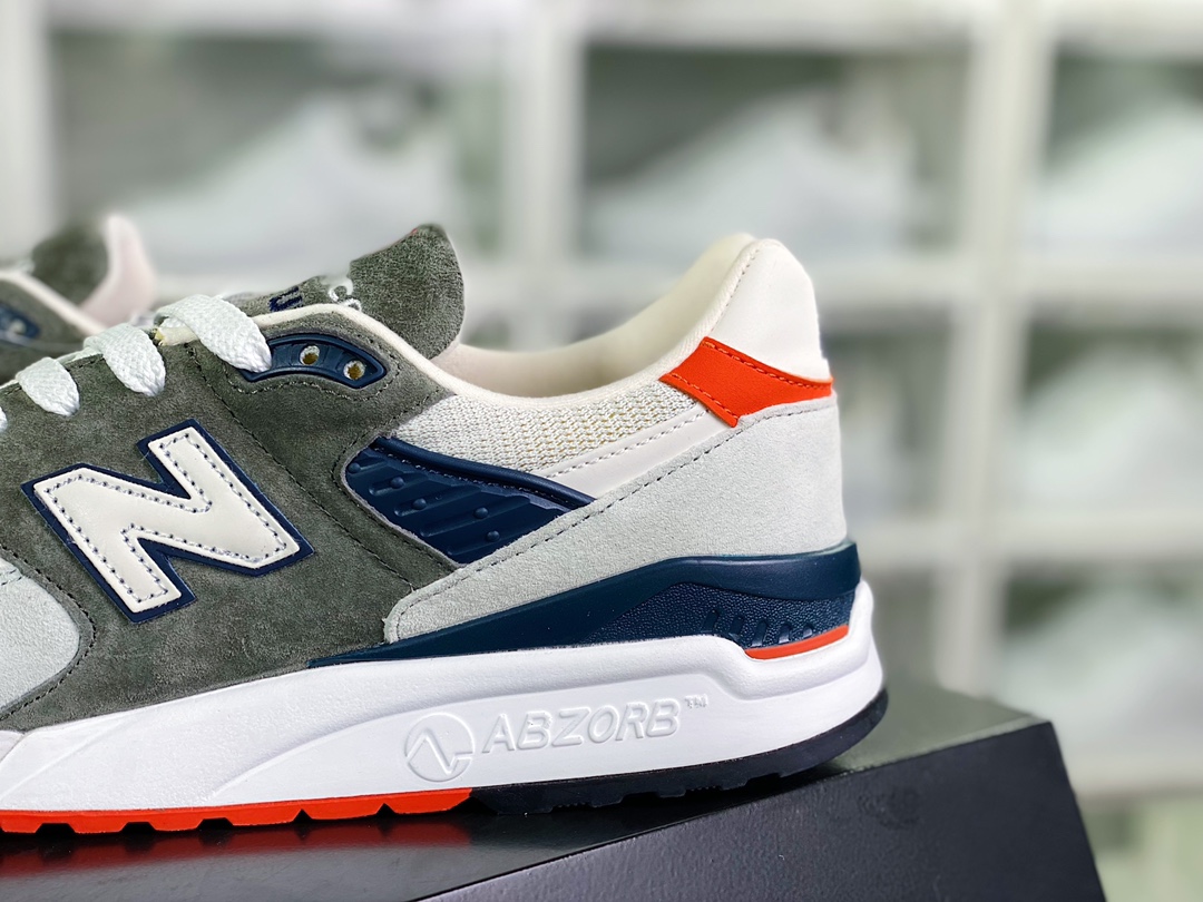 NBNew Balance M998 Made in USA high-end American pedigree jogging shoes ”Light Gray Dark Gray Blue Orange” CREA