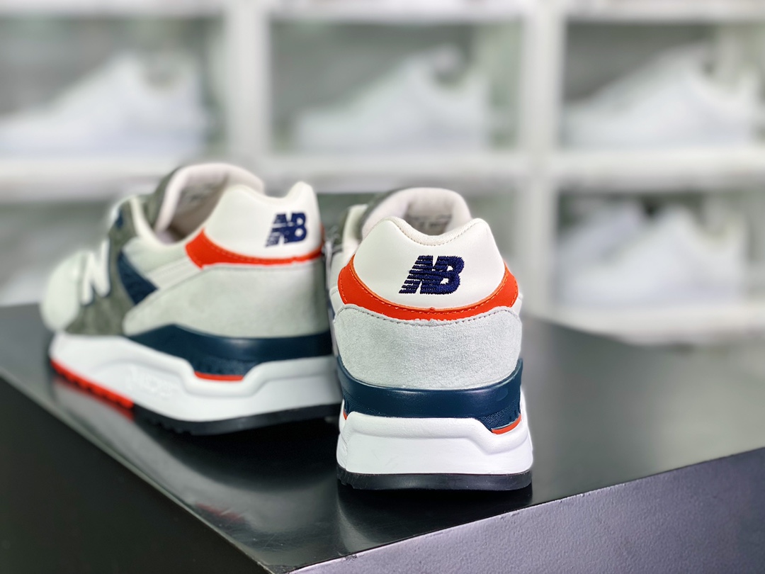 NBNew Balance M998 Made in USA high-end American pedigree jogging shoes ”Light Gray Dark Gray Blue Orange” CREA