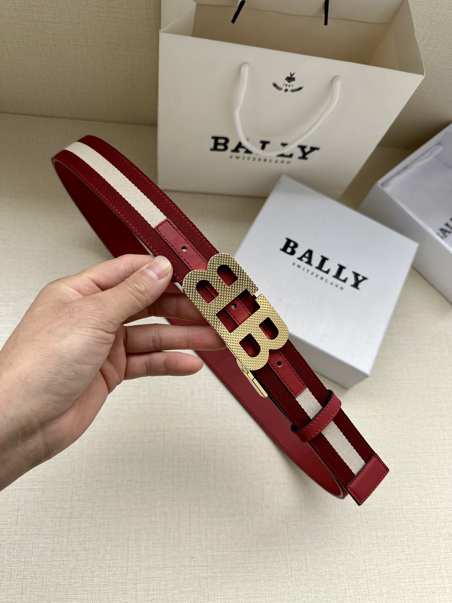 BALLY巴利专柜新款男士休闲布配皮