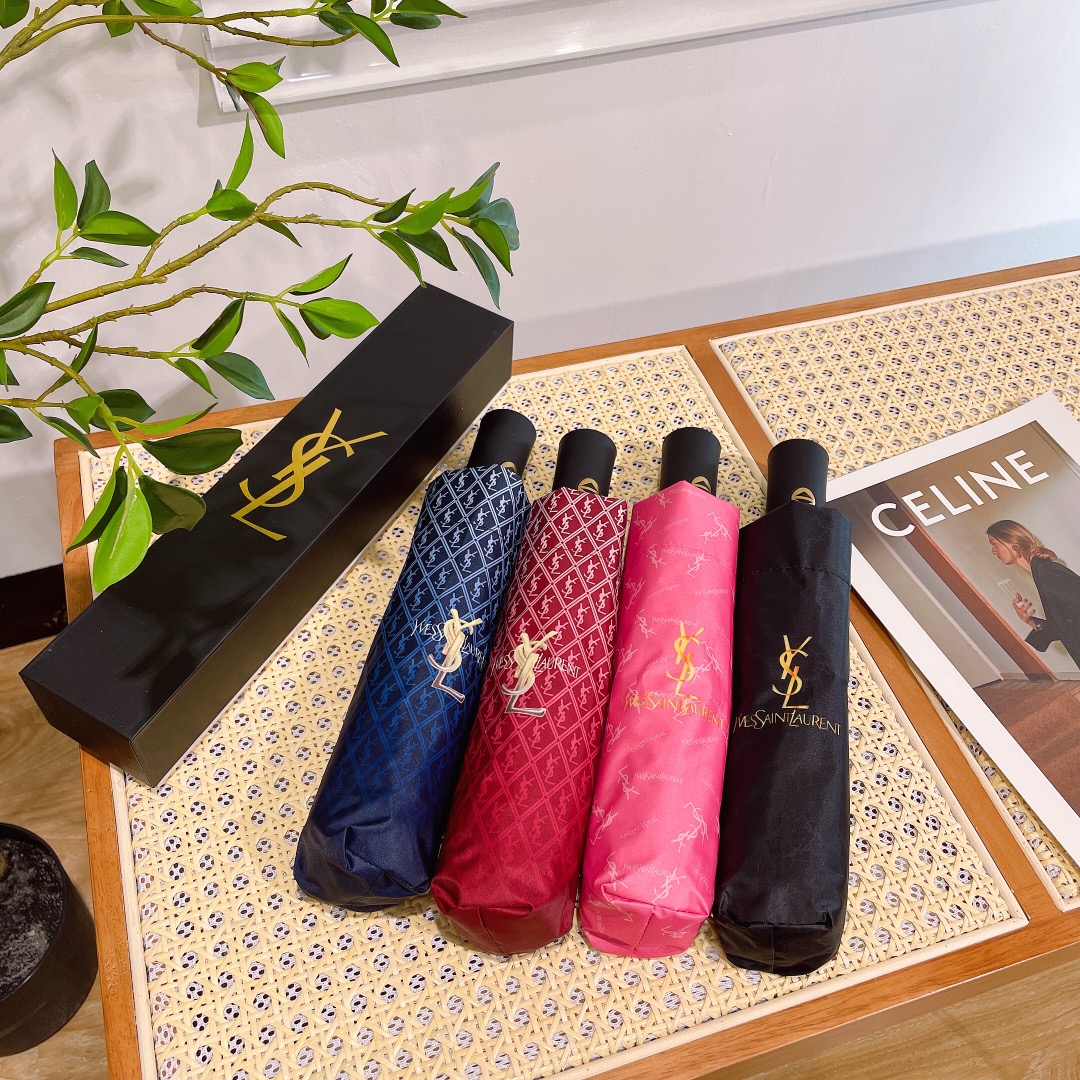 YSL圣罗兰YvesSaintLaurent专柜新品圣罗兰最新款全自动折叠晴雨伞超有女人味的新款采用Na