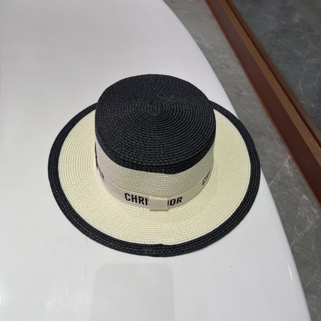  Dior迪奥草帽，太阳帽，沙滩遮阳帽帽，名媛风，头围57cm
