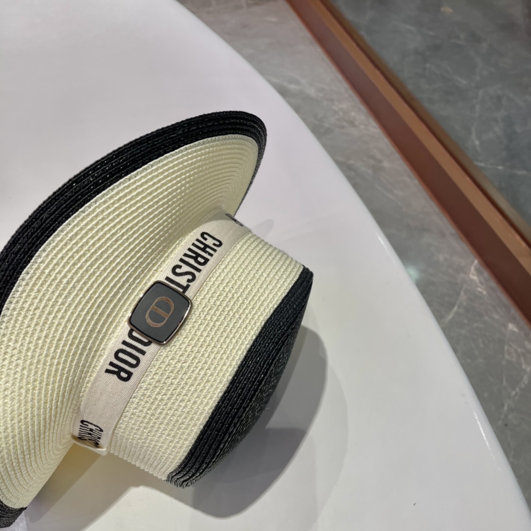  Dior迪奥草帽，太阳帽，沙滩遮阳帽帽，名媛风，头围57cm