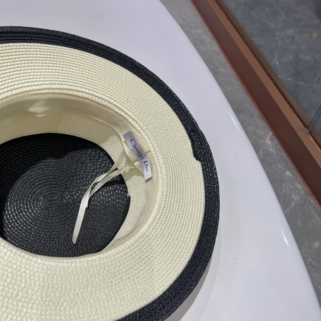  Dior迪奥草帽，太阳帽，沙滩遮阳帽帽，名媛风，头围57cm
