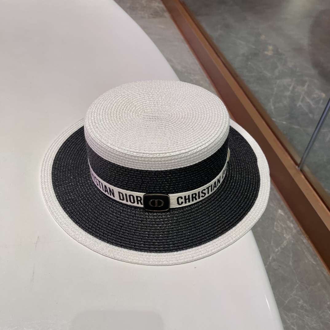  Dior迪奥草帽，太阳帽，沙滩遮阳帽帽，名媛风，头围57cm