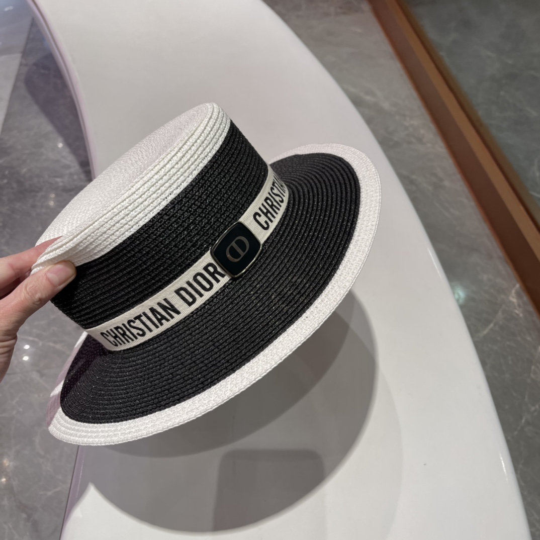  Dior迪奥草帽，太阳帽，沙滩遮阳帽帽，名媛风，头围57cm