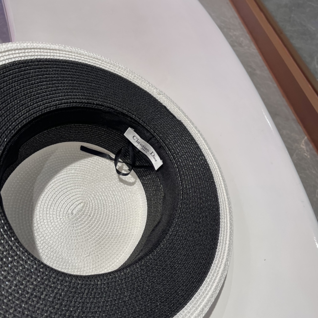  Dior迪奥草帽，太阳帽，沙滩遮阳帽帽，名媛风，头围57cm