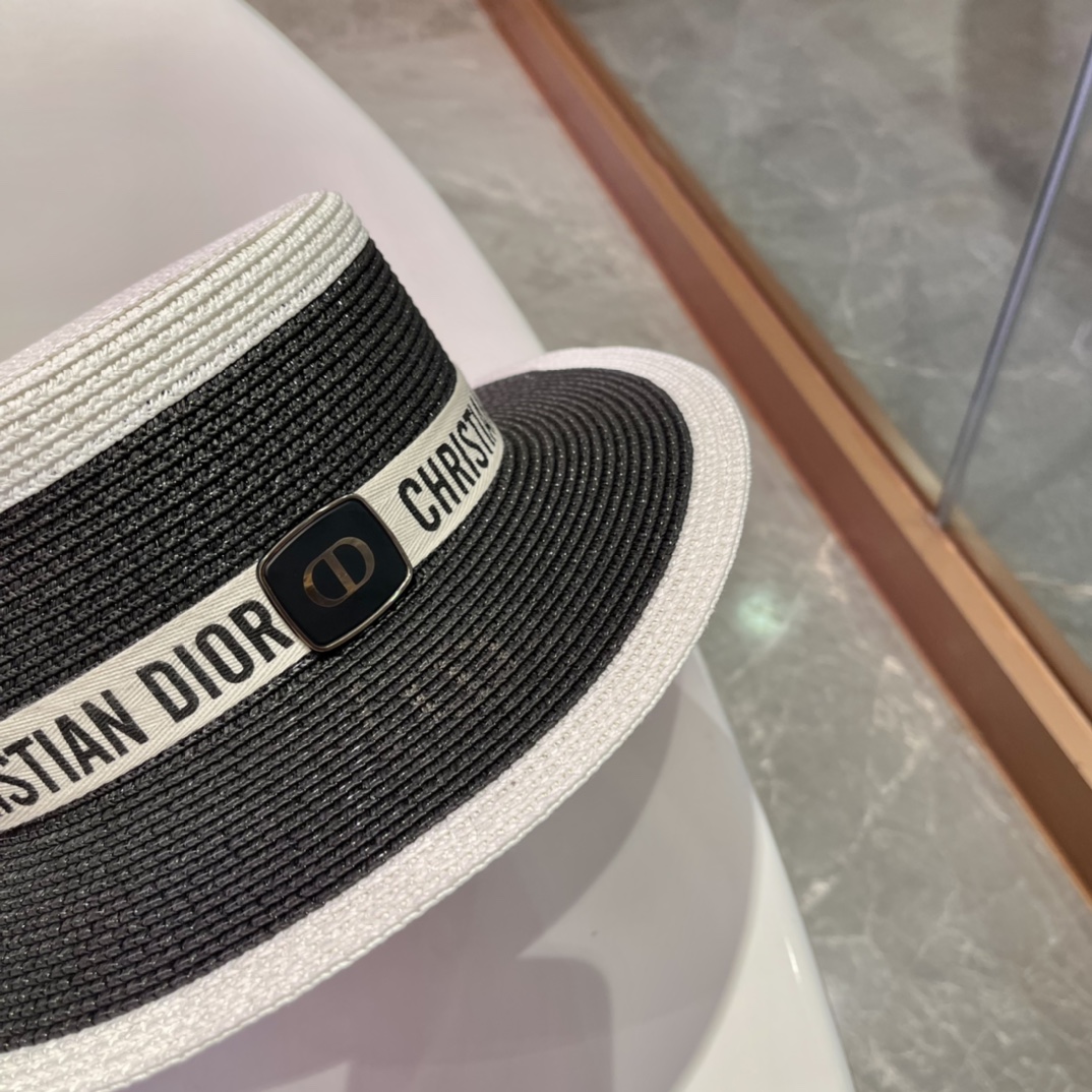  Dior迪奥草帽，太阳帽，沙滩遮阳帽帽，名媛风，头围57cm