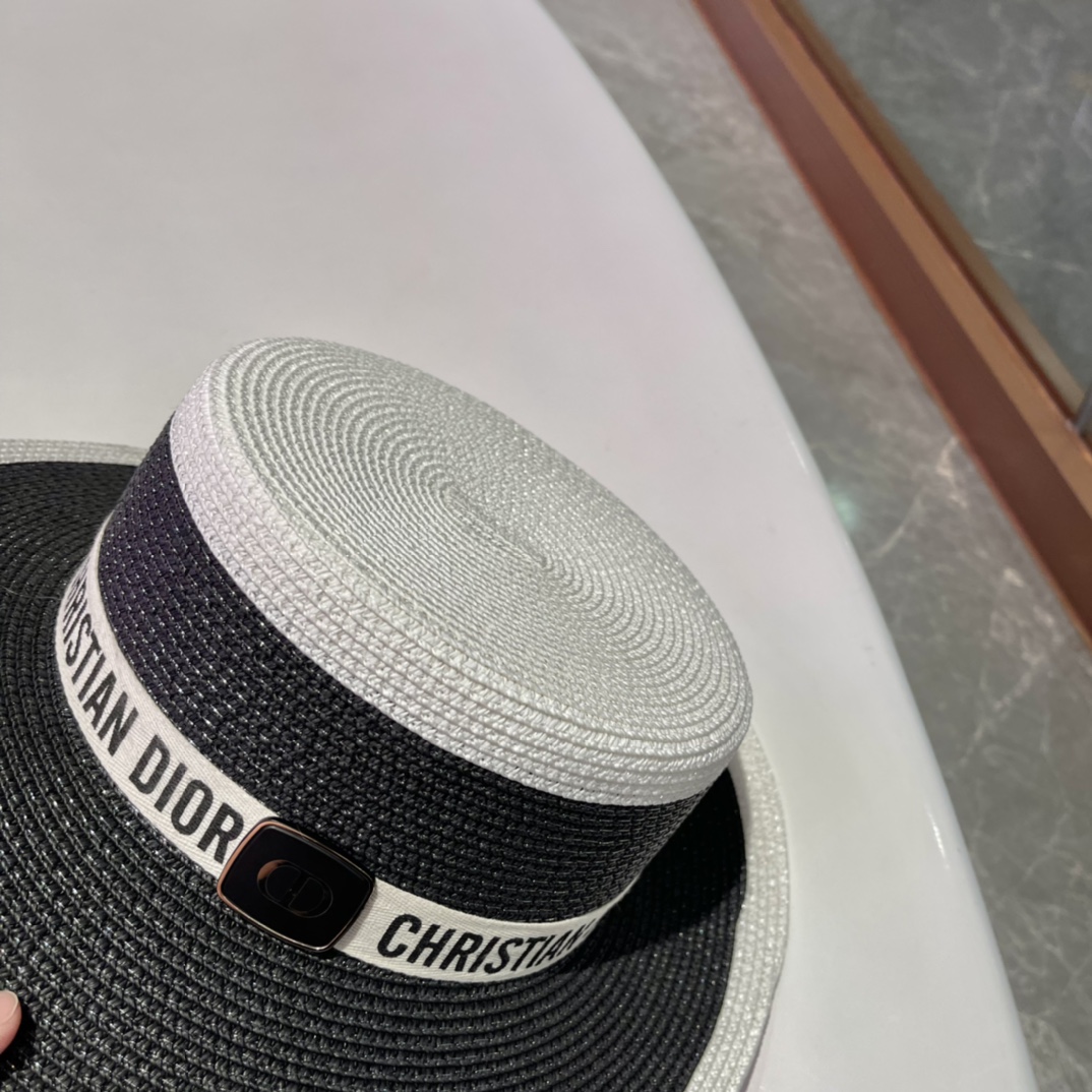  Dior迪奥草帽，太阳帽，沙滩遮阳帽帽，名媛风，头围57cm