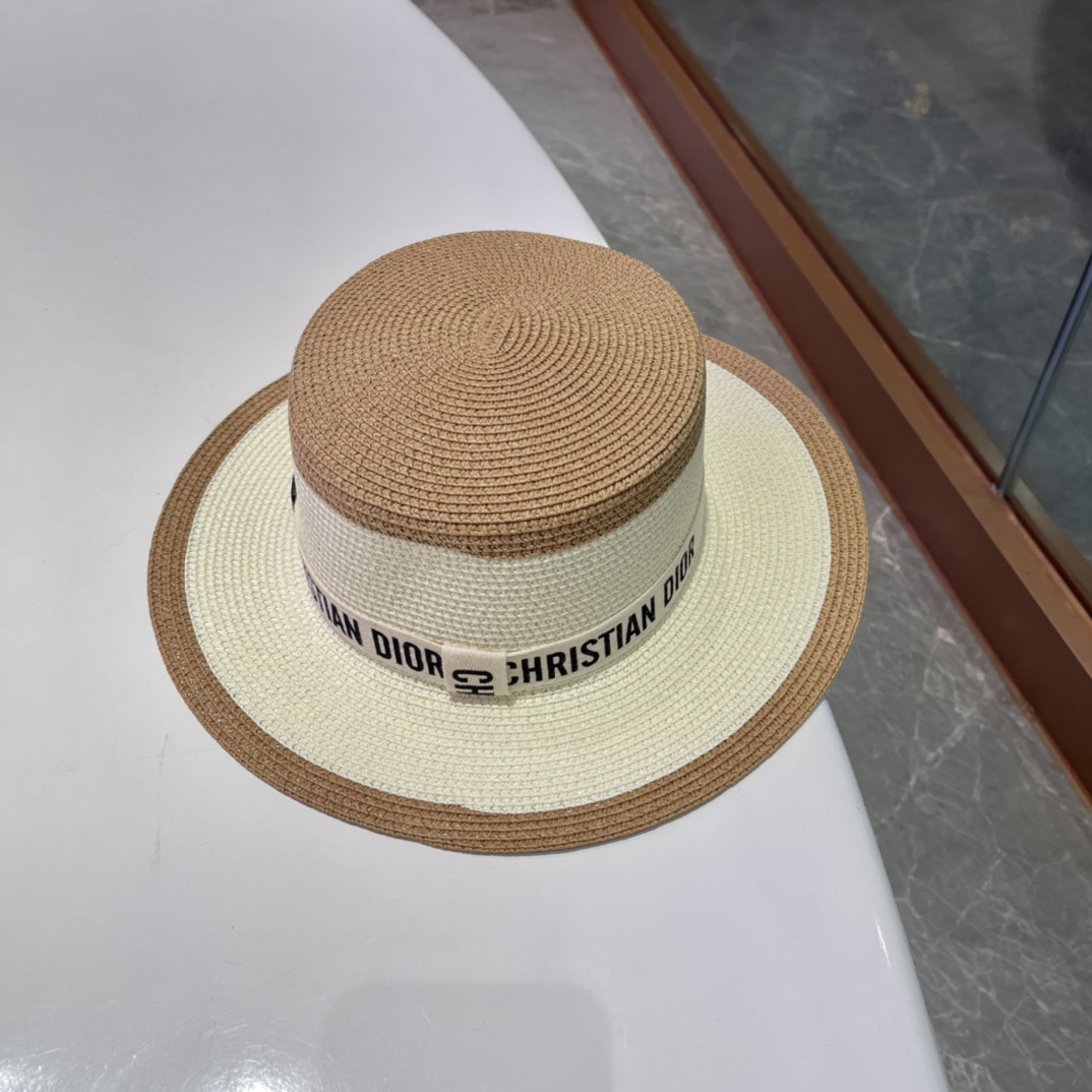  Dior迪奥草帽，太阳帽，沙滩遮阳帽帽，名媛风，头围57cm