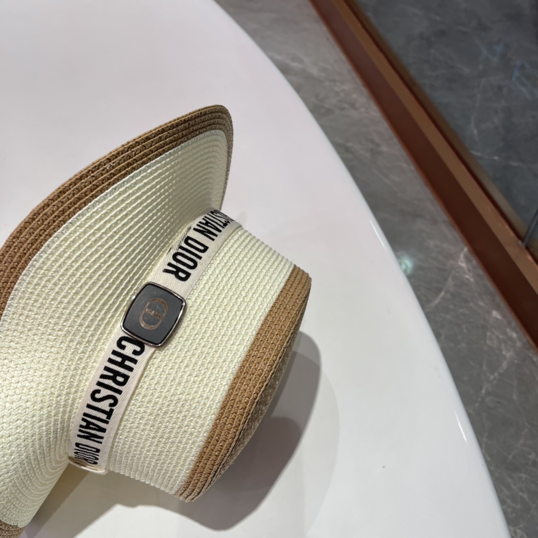  Dior迪奥草帽，太阳帽，沙滩遮阳帽帽，名媛风，头围57cm