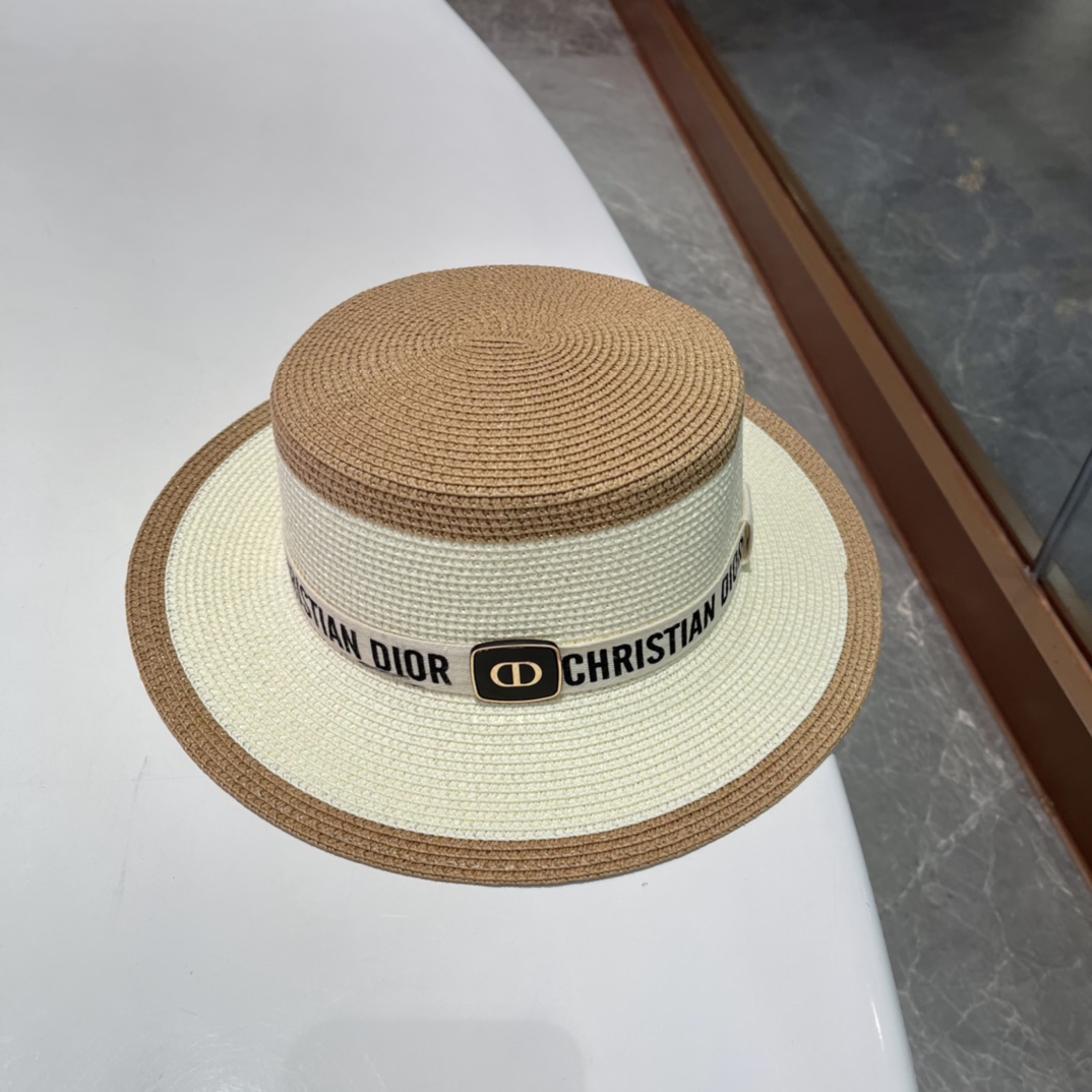  Dior迪奥草帽，太阳帽，沙滩遮阳帽帽，名媛风，头围57cm
