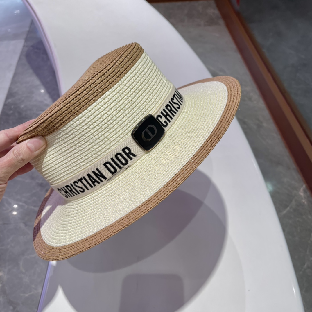  Dior迪奥草帽，太阳帽，沙滩遮阳帽帽，名媛风，头围57cm