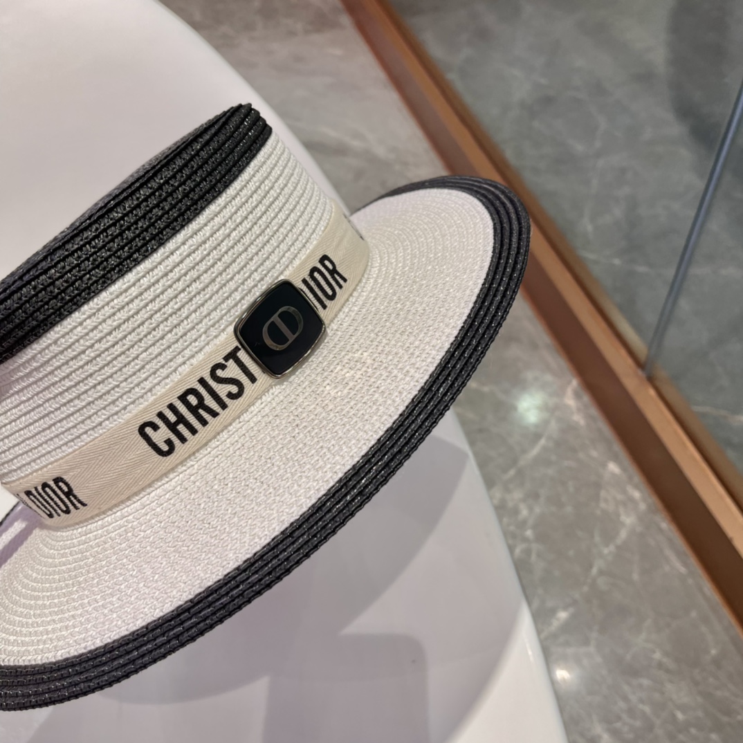  Dior迪奥草帽，太阳帽，沙滩遮阳帽帽，名媛风，头围57cm