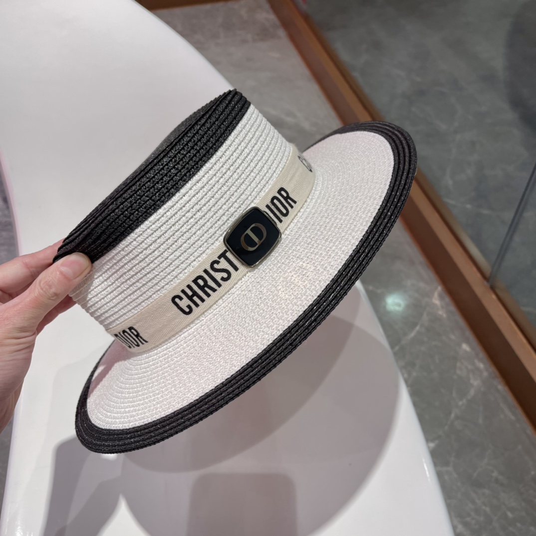  Dior迪奥草帽，太阳帽，沙滩遮阳帽帽，名媛风，头围57cm