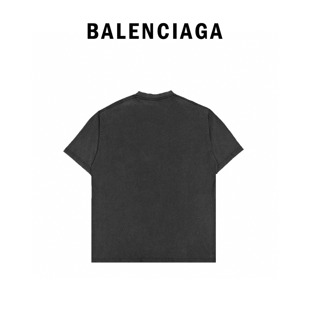 180 Balenciaga/巴黎世家 22ss 皇冠麦穗水洗做旧印花短袖