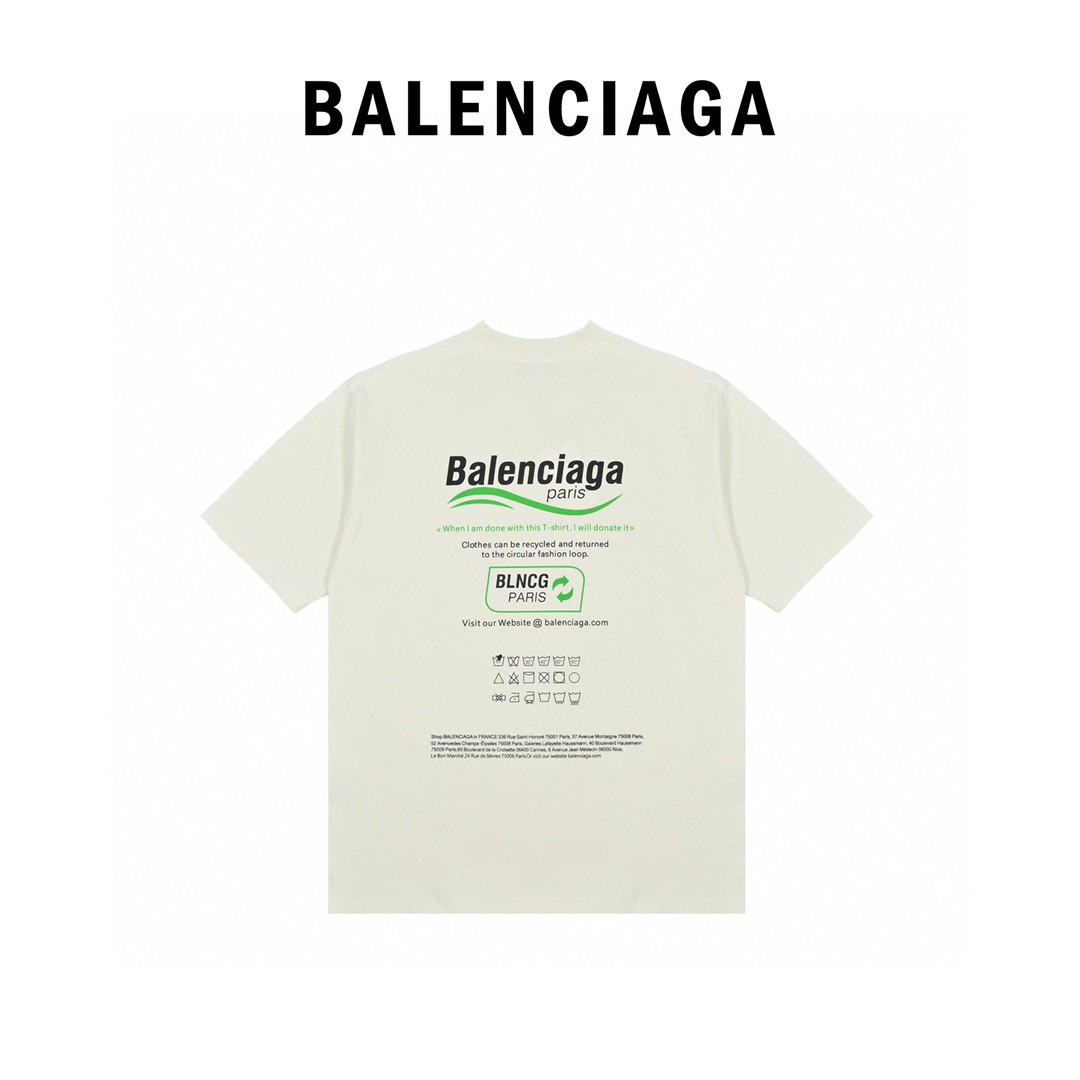 170 Balenciaga /巴黎世家 21SS 环保限定短袖定织定染240g精梳棉