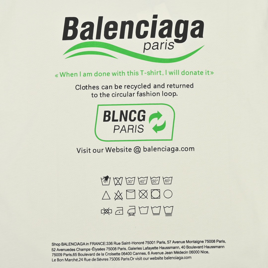 170 Balenciaga /巴黎世家 21SS 环保限定短袖定织定染240g精梳棉