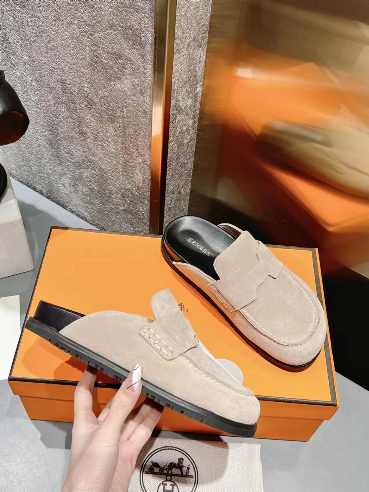 Hermes Shoes Half Slippers Sheepskin TPU Summer Collection