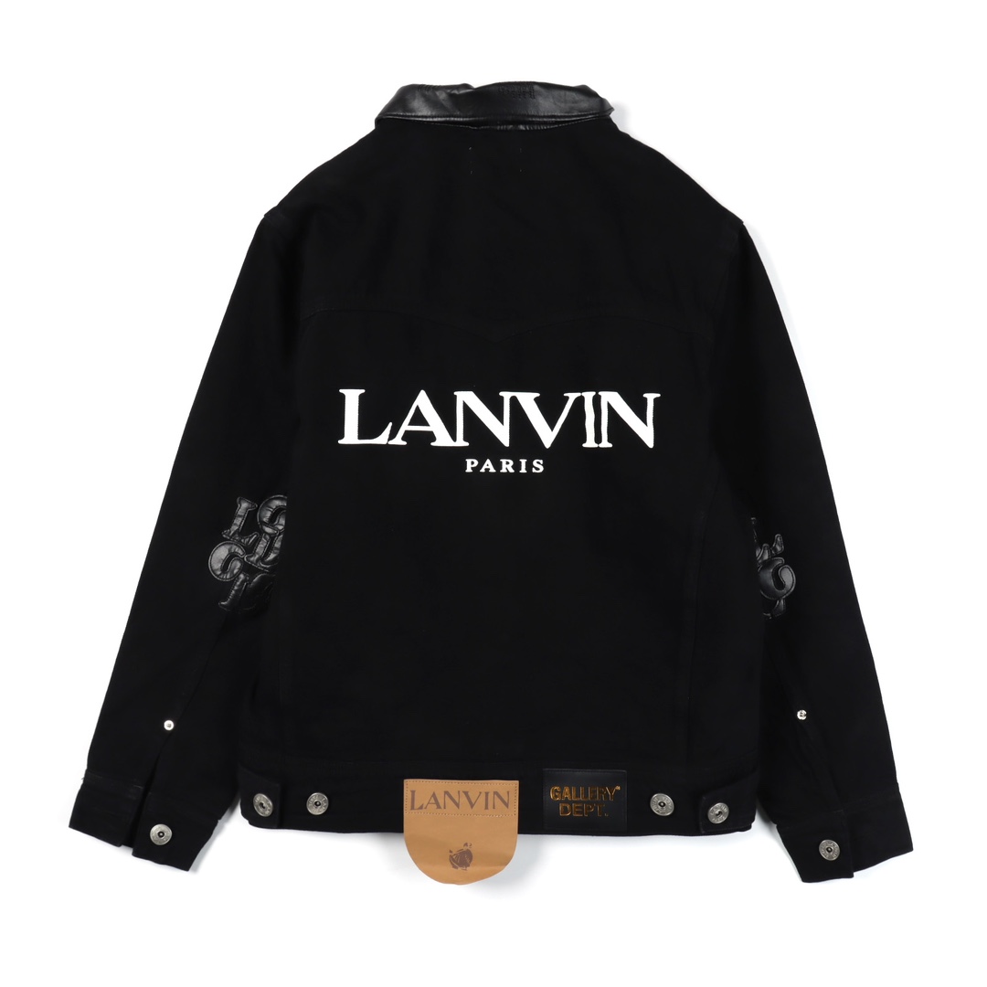 300 Lanvin 浪凡 2022FW秋冬款 拼小羊皮领牛仔夹克外套