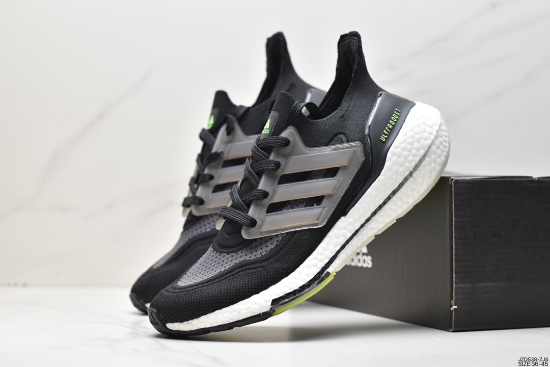 Adidas Ultra Boost 2021 ”Grey/Orange/Black” UB2021 version socks jogging shoes ”Light Gray Orange Black” FY0381