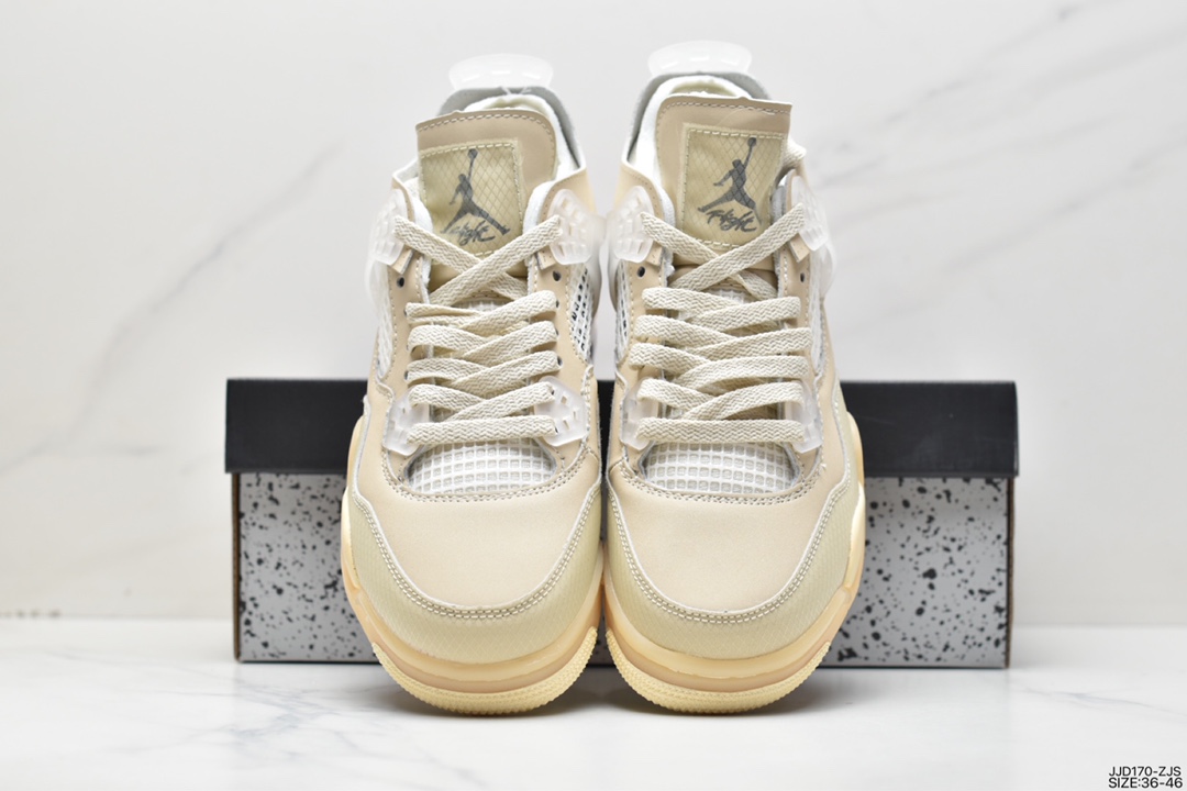 130 Off-White x Nike Air Jordan 4 Retro”Cream/Sail”迈克尔·乔丹AJ4代篮球鞋CV9388-100