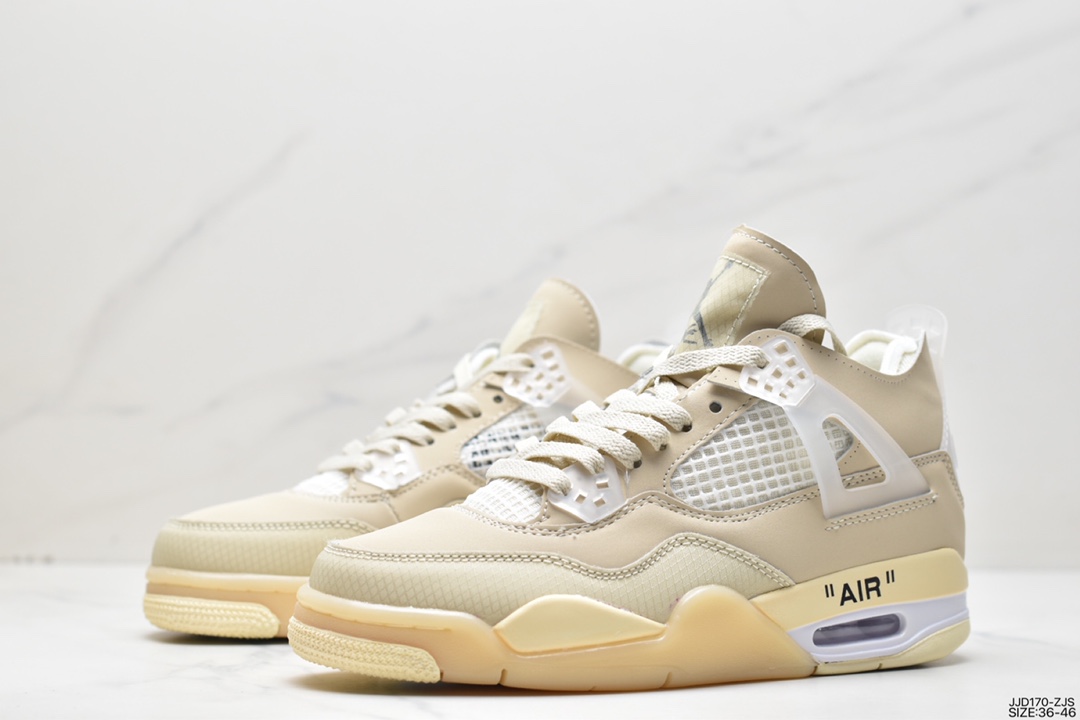 130 Off-White x Nike Air Jordan 4 Retro”Cream/Sail”迈克尔·乔丹AJ4代篮球鞋CV9388-100