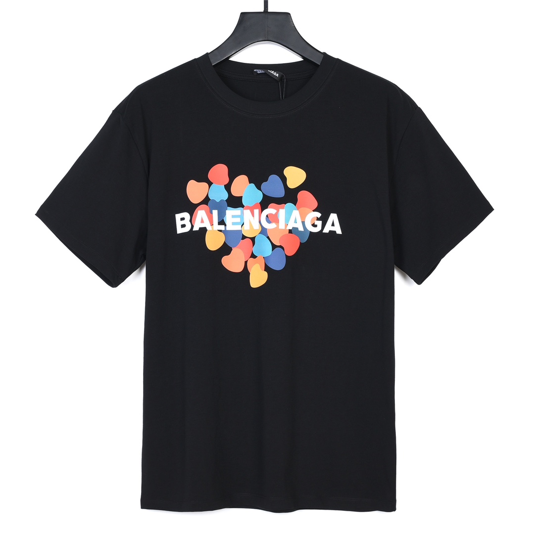 上新170 Balenciaga 巴黎世家23ss春夏新款彩绘爱心字母短袖