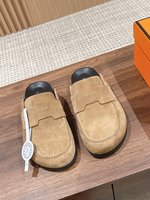 Hermes Shoes Half Slippers Men Sheepskin TPU Summer Collection