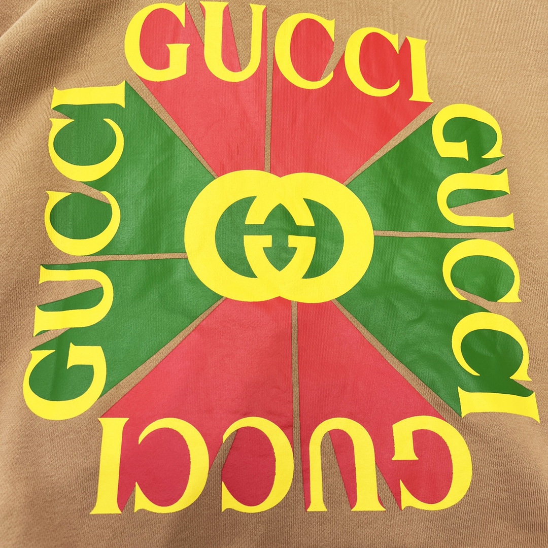 290 Gucci/古驰 23ss 复古标识印花半拉链连帽卫衣