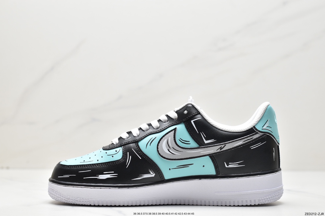 Official popular customized 2D theme Nike Air Force 1 Low'07 black diamond CW2288-215