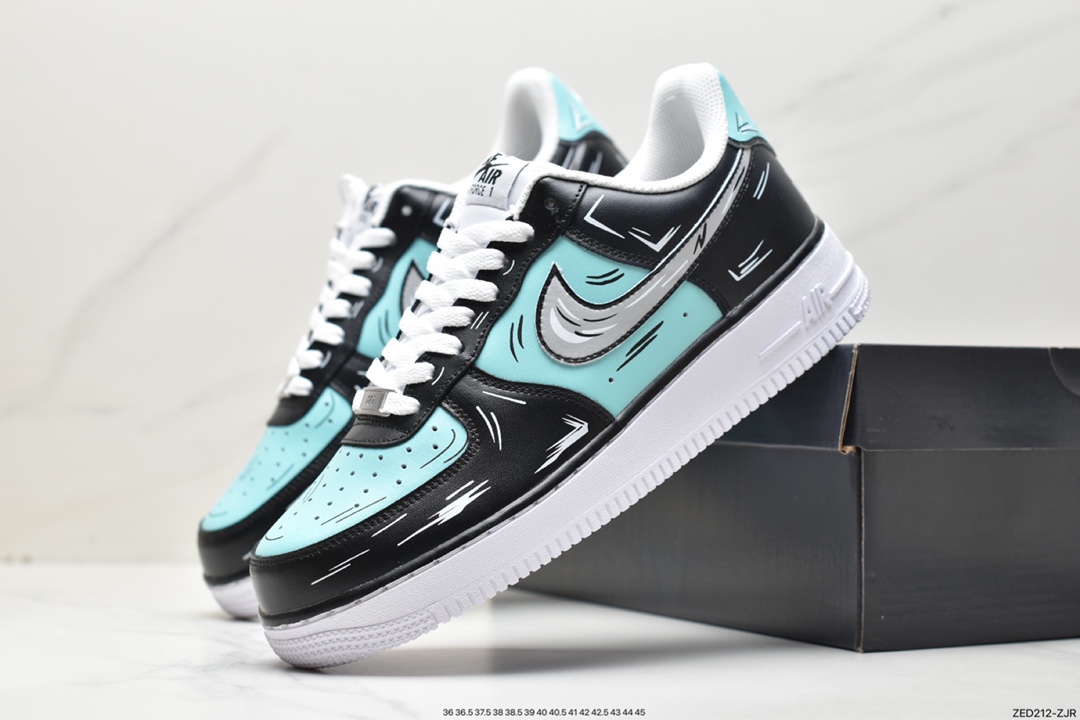 Official popular customized 2D theme Nike Air Force 1 Low'07 black diamond CW2288-215