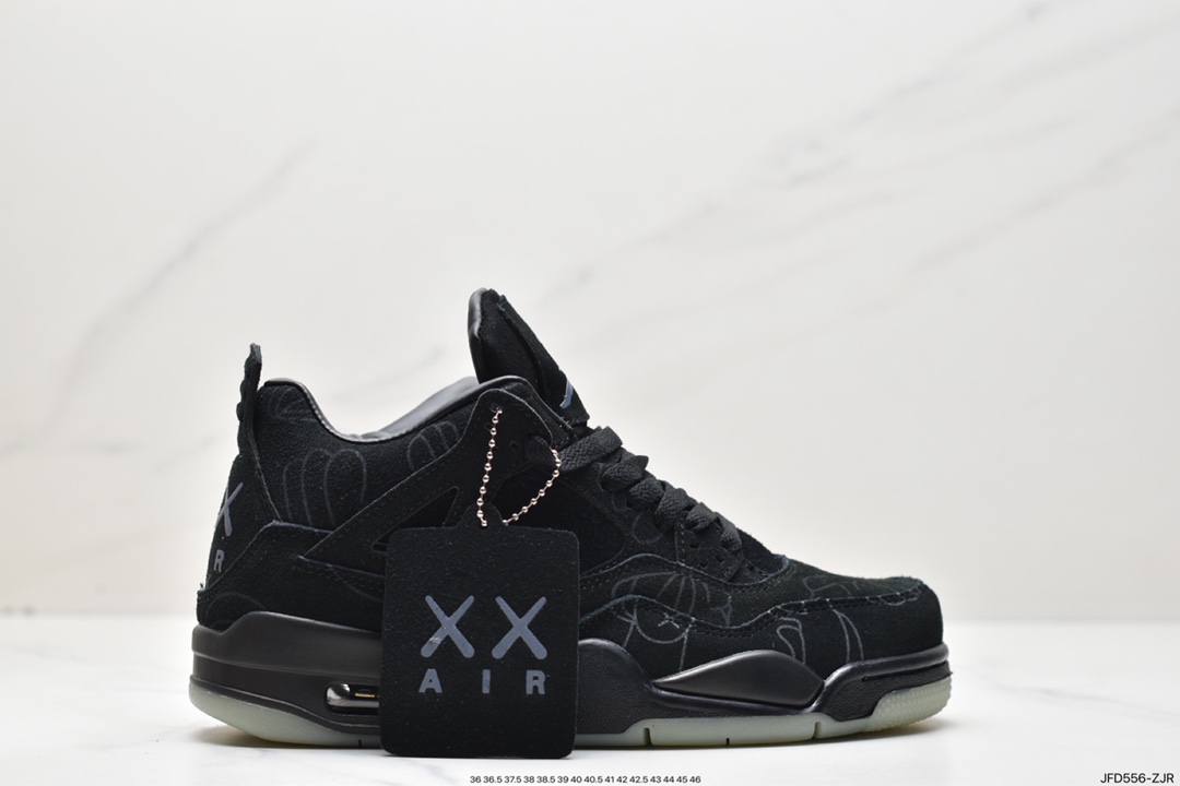 170 Kaws x NIke Air Jordan 4 Retro”Black Cold Gray”迈克尔·乔丹AJ4代中帮篮球鞋 930155-001