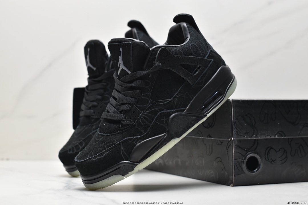 170 Kaws x NIke Air Jordan 4 Retro”Black Cold Gray”迈克尔·乔丹AJ4代中帮篮球鞋 930155-001