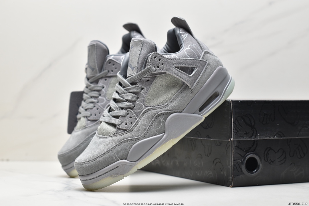 170 Kaws x NIke Air Jordan 4 Retro”Black Cold Gray”迈克尔·乔丹AJ4代中帮篮球鞋 930155-001