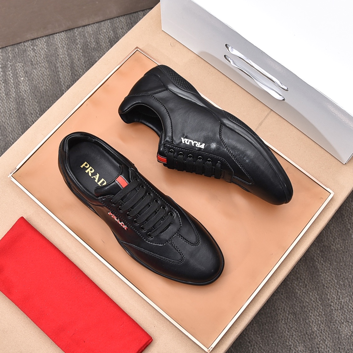 Prada Men's Leather Sneakers - Italian Calfskin, Comfortable & Stylish 3 i1676743783 2715 1