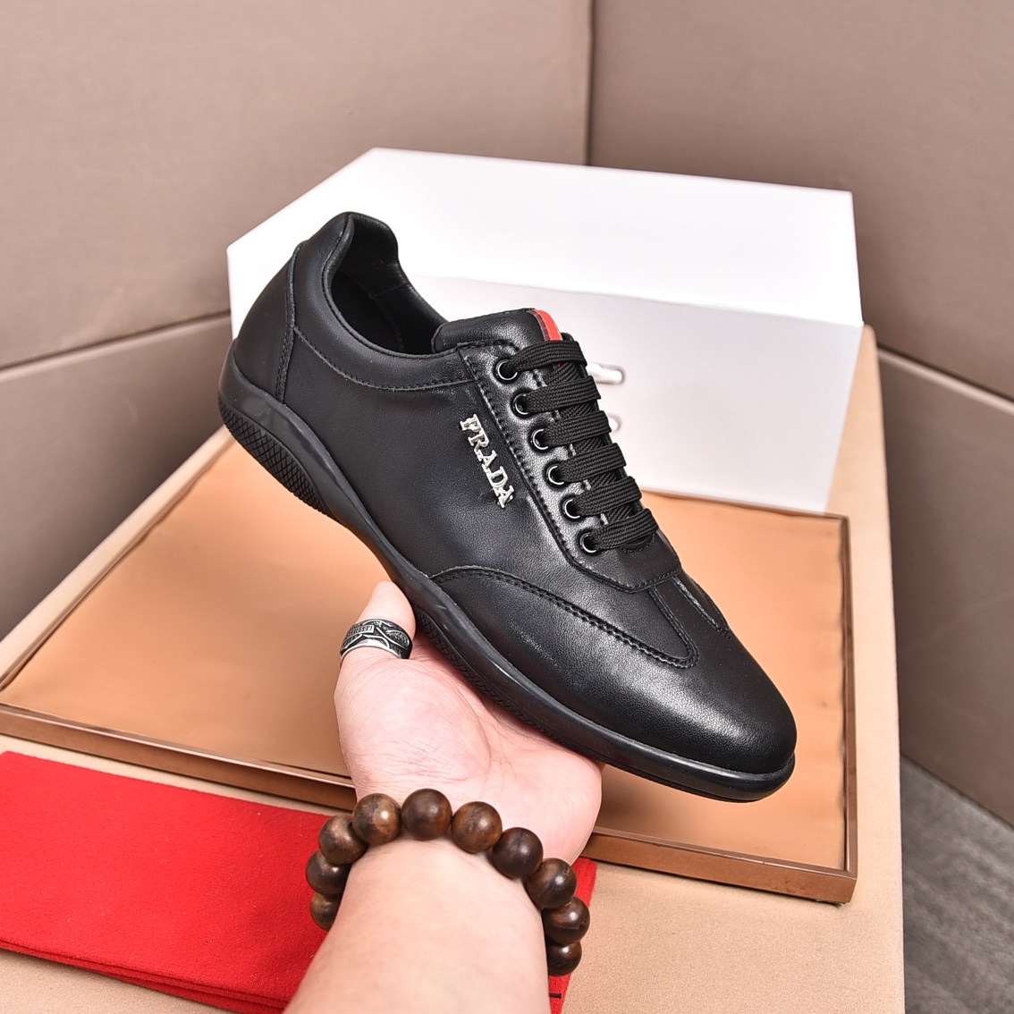 Prada Men's Leather Sneakers - Italian Calfskin, Comfortable & Stylish 5 i1676743783 6241 3