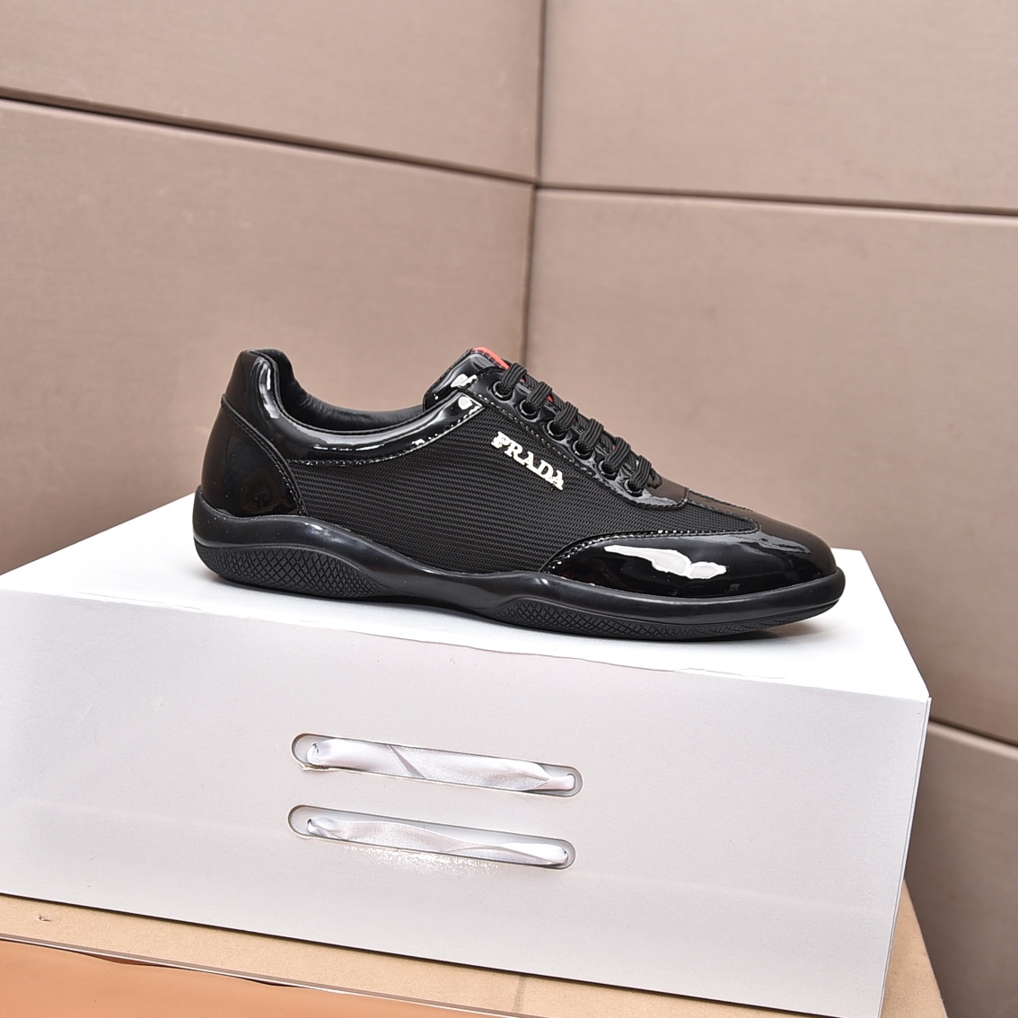 Prada 2023 Men's Black Leather Lace-Up Sneakers, Sizes 38-44 6 i1676743803 3147 4