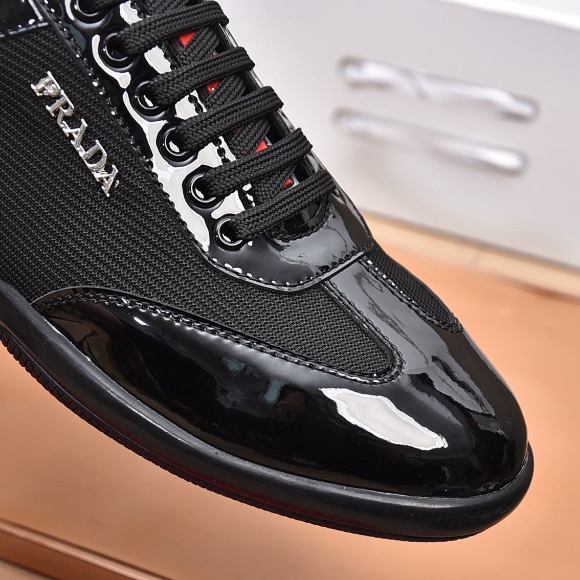 Prada 2023 Men's Black Leather Lace-Up Sneakers, Sizes 38-44 7 i1676743803 7891 5