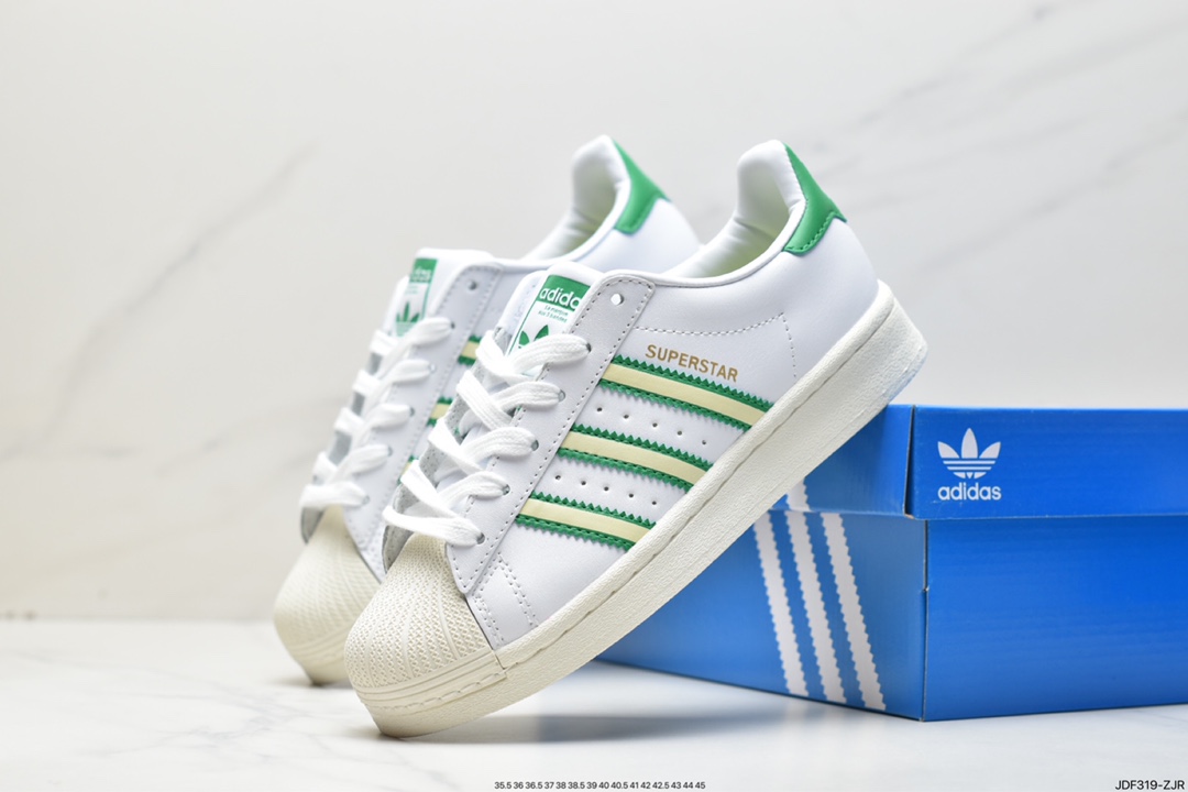 Adidas Clover Originals Superstar ”Sail/Green/Lace” shell toe sneakers GY3366